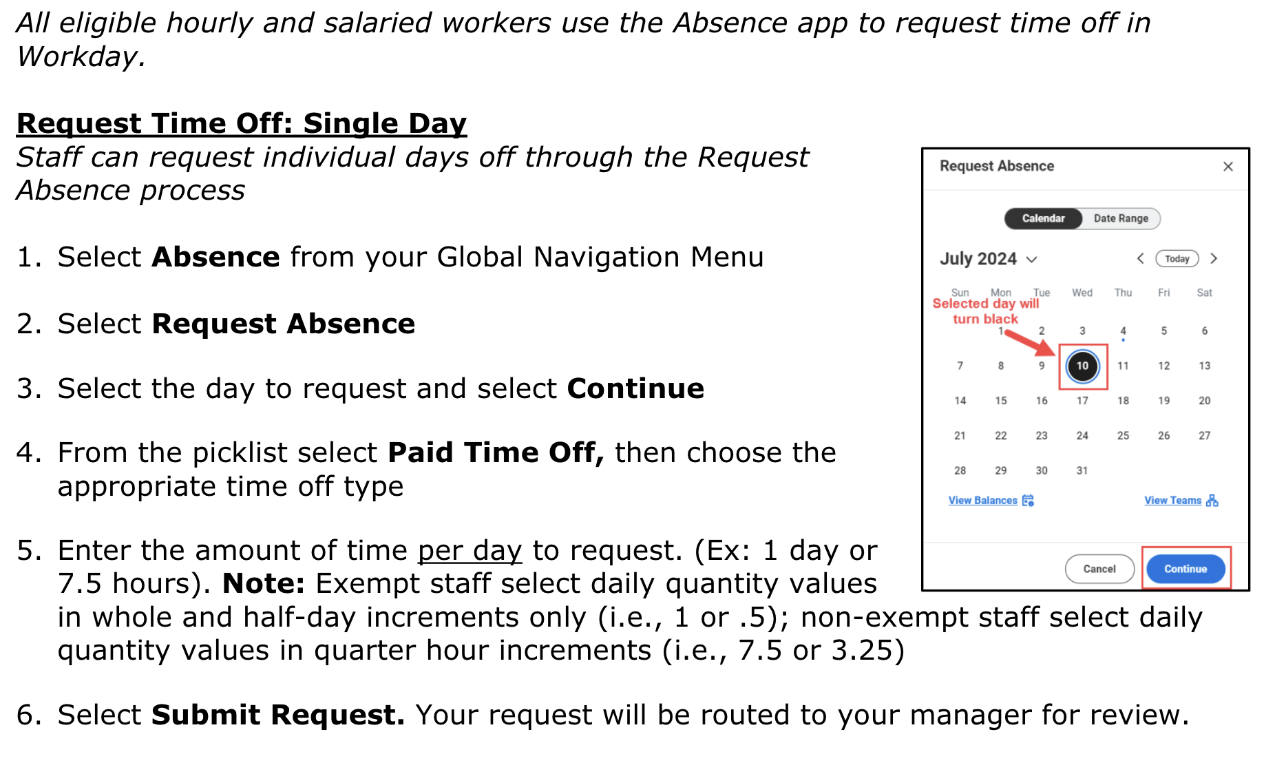 How to request time off in Workday